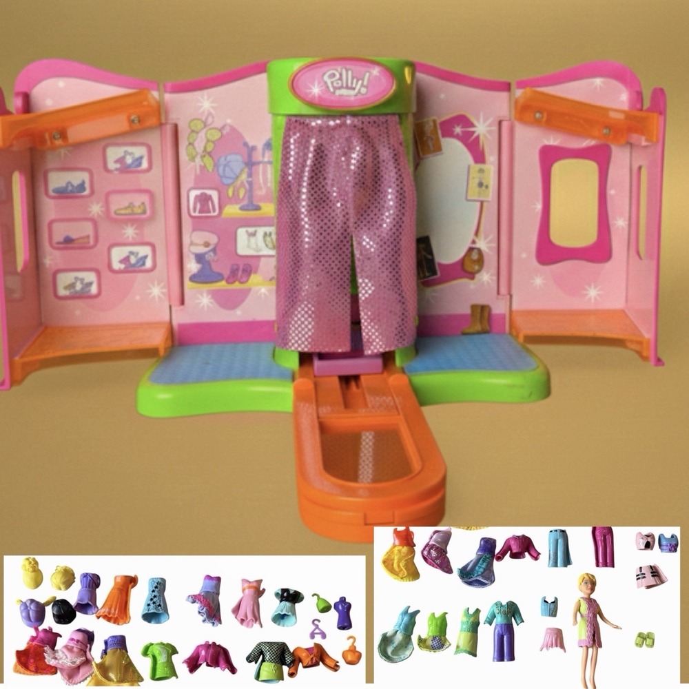 Polly Pocket 04 Quick Click Fashion Boutique Magnetic Dressing Room Dolls As Is